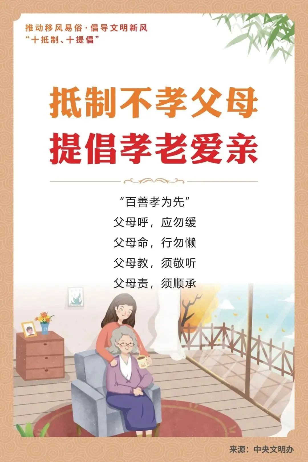抵制不孝父母 提倡孝老愛親